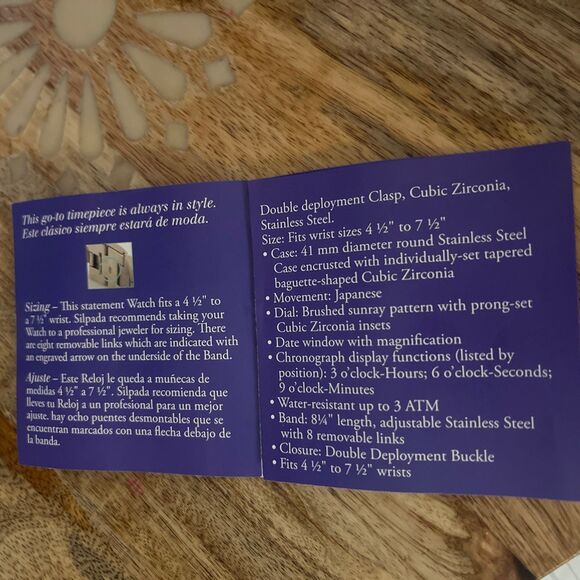 Silpada Finishing Touch Watch Stainless Steel Cubic Zirconia Retired Plus Links - Picture 7 of 10